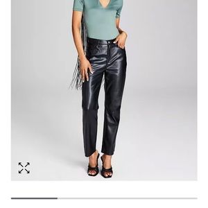 Women's High-Rise Faux-Leather Straight Pants